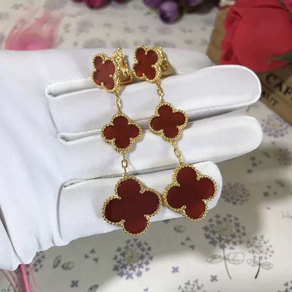 [Glitter Jewelry]CLOVER 3 MOTIF CARNELIAN DROP EARRINGS