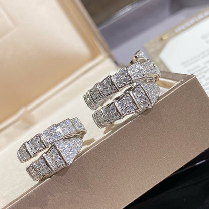 [Glitter Jewelry]SERPENTI DOUBLE RING SILVER DIAMOND PAVED