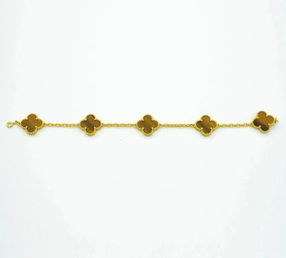 [Glitter Jewelry]CLOVER  5 MOTIFS TIGER EYE BRACELET
