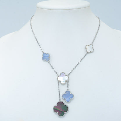 [Glitter Jewelry]CLOVER MOP CHALCEDONY NECKLACE SILVER 6 MOTIF
