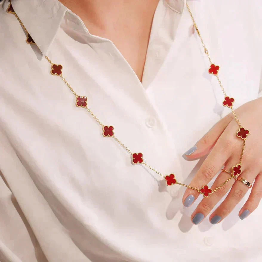 [Glitter Jewelry]CLOVER 20 MOTIFS CARNELIAN NECKLACE