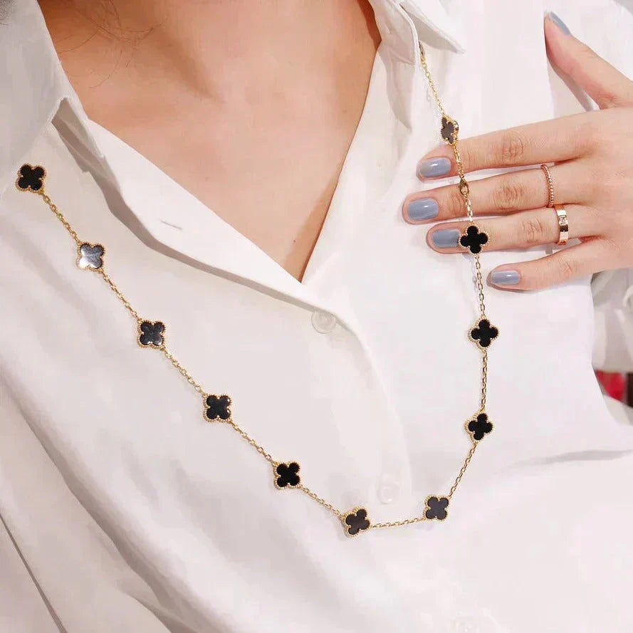[Glitter Jewelry]CLOVER 20 MOTIFS ONYX NECKLACE