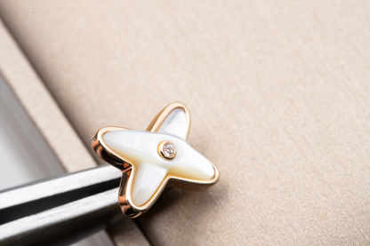[Glitter Jewelry]JEUX DE WHITE MOP ROSE GOLD DIAMOND EARRINGS