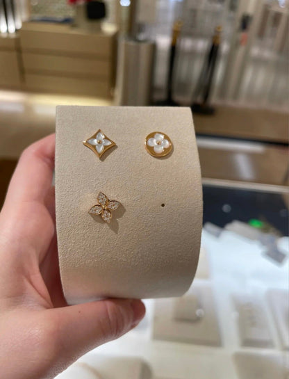[Glitter Jewelry]STAR BLOSSOM STUD EARRINGS PINK GOLD DIAMONDS