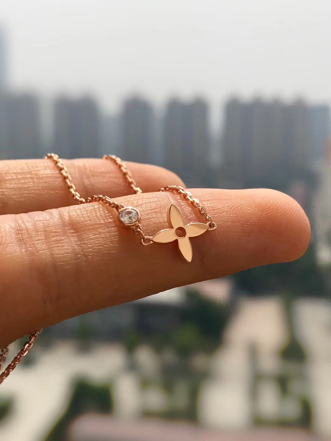 [Glitter Jewelry]BLOSSOM PENDANT PINK GOLD AND DIAMOND