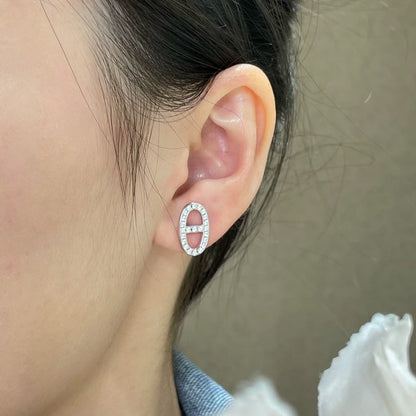 [Glitter Jewelry]HM FULL DIAMOND PIG NOSE STUD EARRINGS