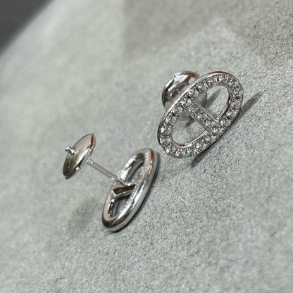 [Glitter Jewelry]HM FULL DIAMOND PIG NOSE STUD EARRINGS