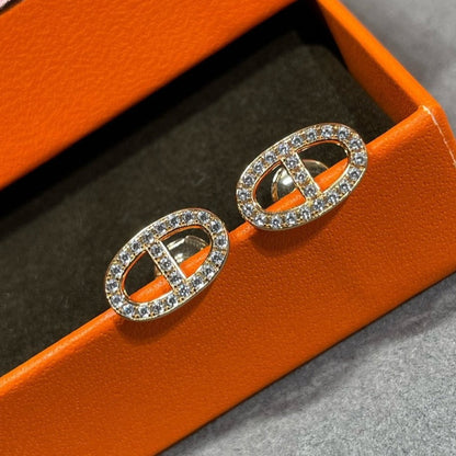 [Glitter Jewelry]HM FULL DIAMOND PIG NOSE STUD EARRINGS