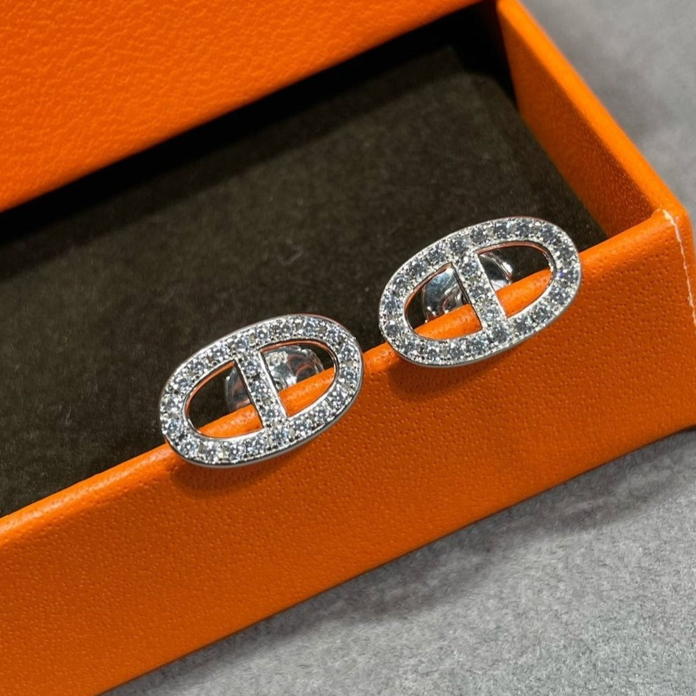 [Glitter Jewelry]HM FULL DIAMOND PIG NOSE STUD EARRINGS