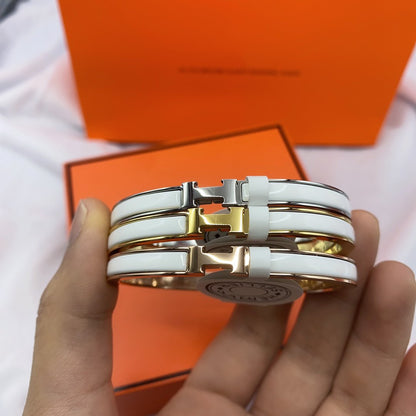[Glitter Jewelry]CLASSIC HM CLIC WHITE 8MM ENAMEL BRACELET