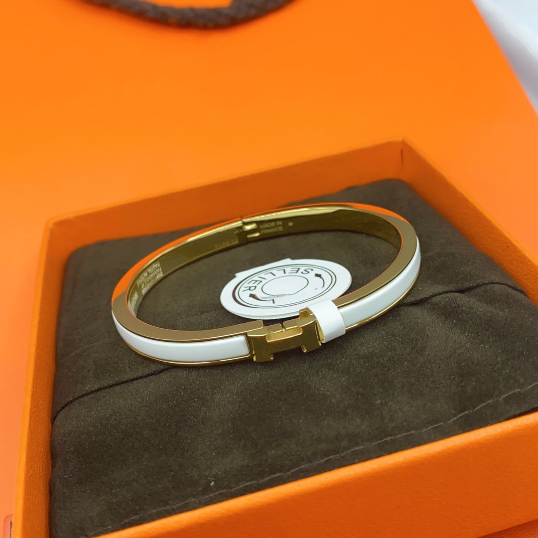 [Glitter Jewelry]CLASSIC HM CLIC WHITE 8MM ENAMEL BRACELET
