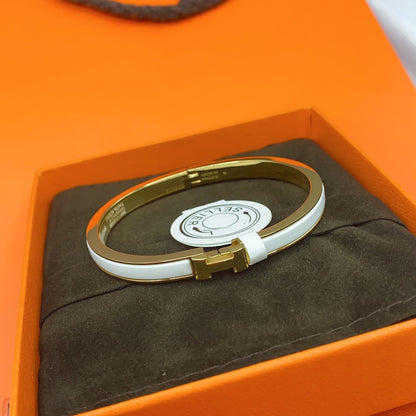 [Glitter Jewelry]CLASSIC HM CLIC WHITE 8MM ENAMEL BRACELET