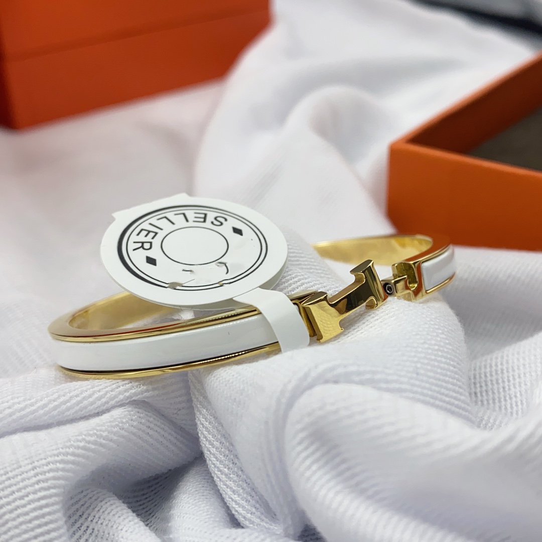 [Glitter Jewelry]CLASSIC HM CLIC WHITE 8MM ENAMEL BRACELET