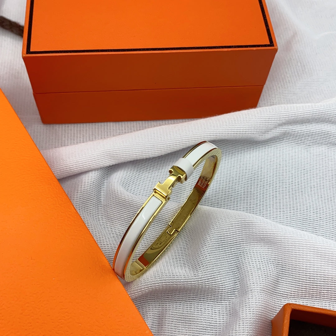 [Glitter Jewelry]CLASSIC HM CLIC WHITE 8MM ENAMEL BRACELET