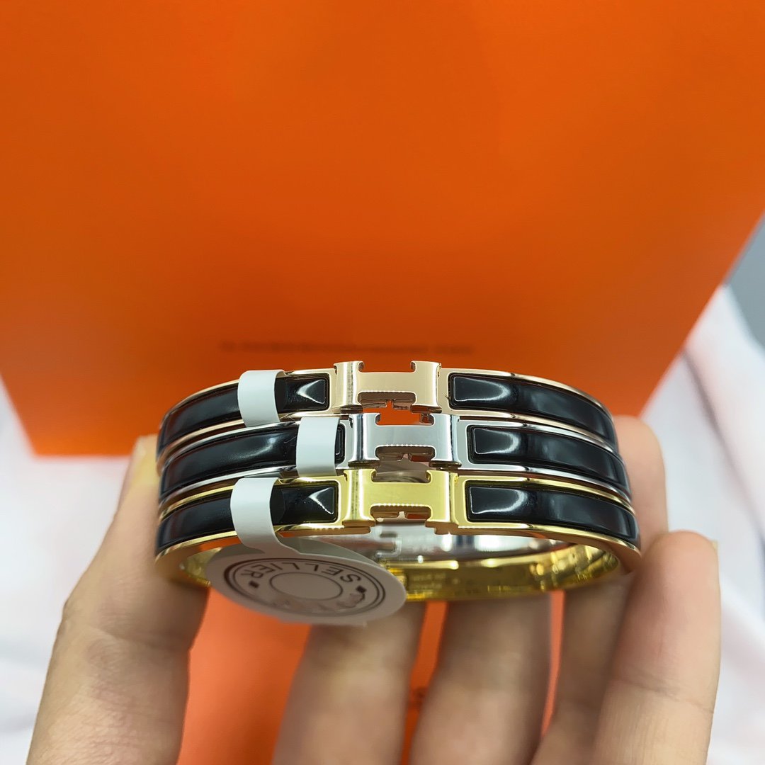 [Glitter Jewelry]CLASSIC HM CLIC BLACK 8MM ENAMEL BRACELET