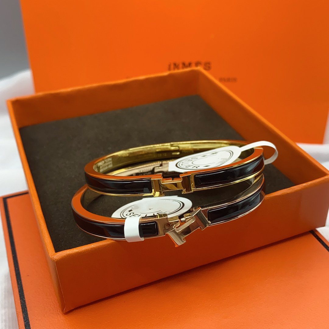 [Glitter Jewelry]CLASSIC HM CLIC BLACK 8MM ENAMEL BRACELET