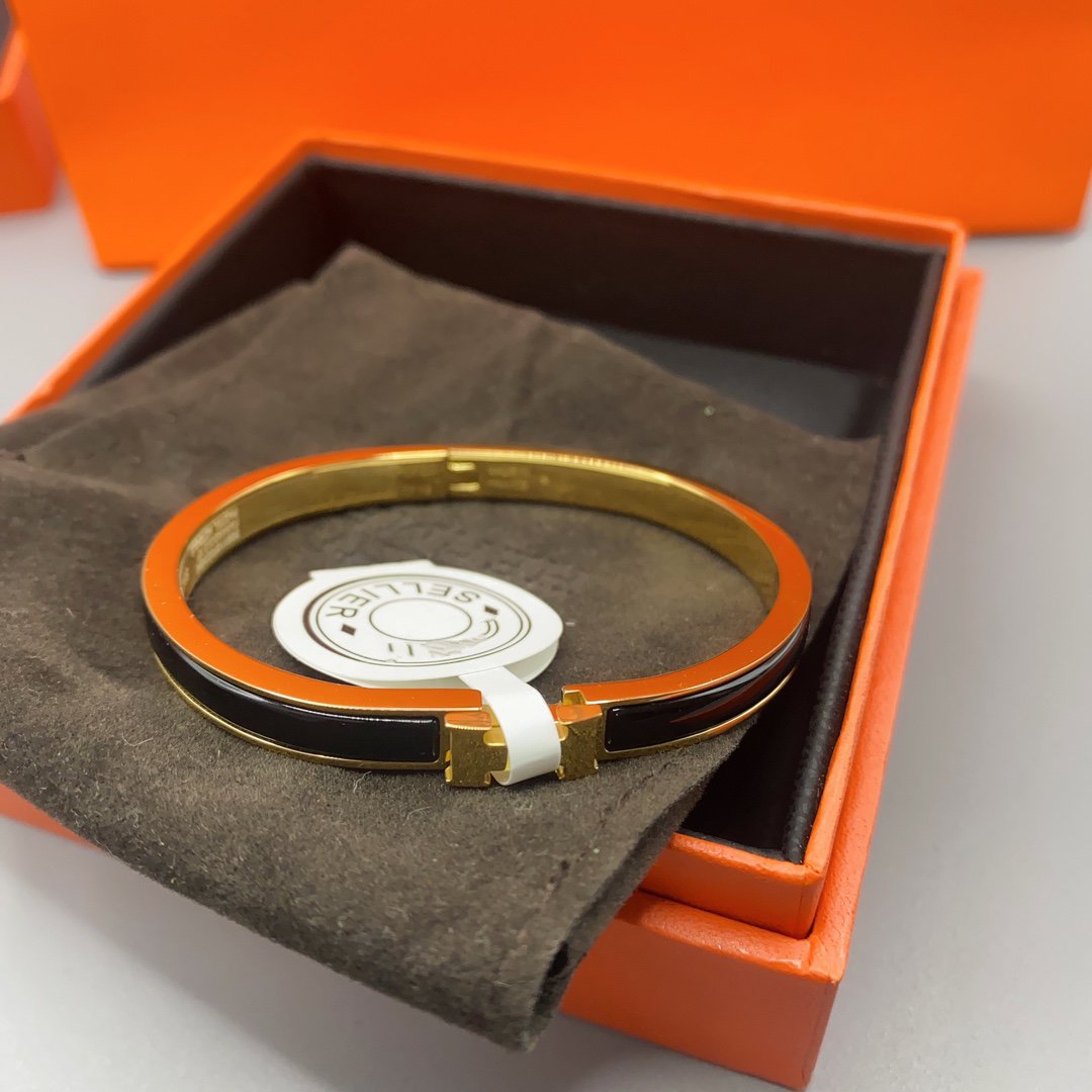 [Glitter Jewelry]CLASSIC HM CLIC BLACK 8MM ENAMEL BRACELET