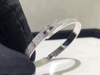 [Glitter Jewelry]HM KELLY BRACELET IN SILVER AND FULL PAVE DIAMOND