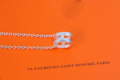 [Glitter Jewelry]HM NECKLACE H LETTER OVAL SERIES