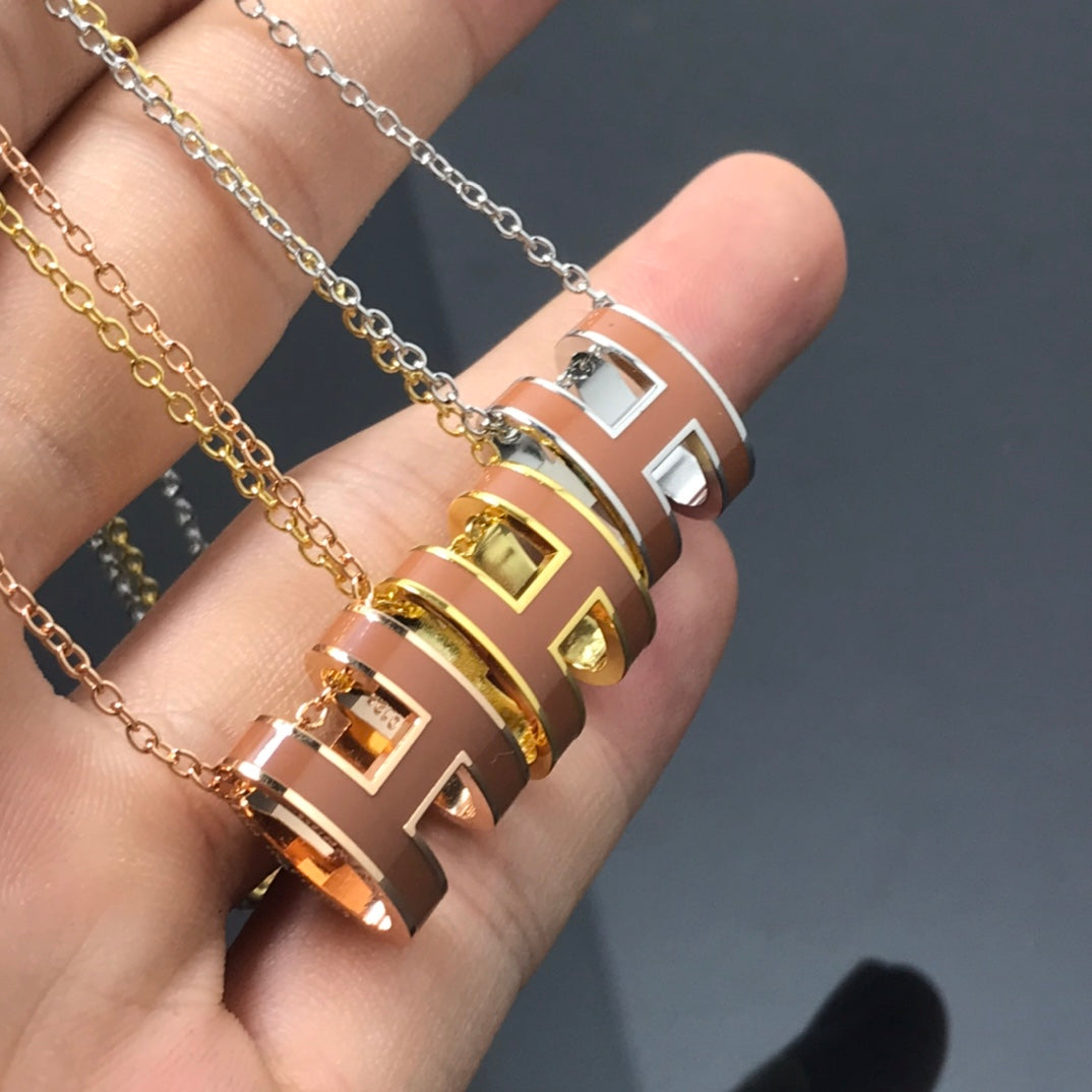 [Glitter Jewelry]H NECKLACE BROWN