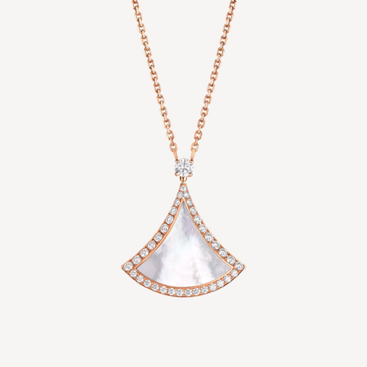 [Glitter Jewelry]DREAM MOP DIAMOND PAVED PINK GOLD NECKLACE