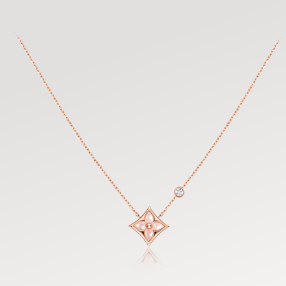 [Glitter Jewelry]STAR PINK MOP 1 DIAMOND PINK GOLD NECKLACE