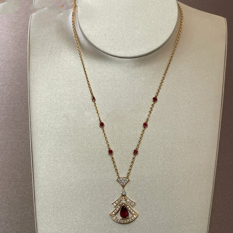 [Glitter Jewelry]DREAM NECKLACE CARNELIAN DIAMOND PINK GOLD