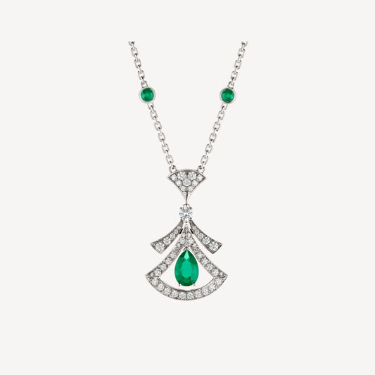 [Glitter Jewelry]DREAM NECKLACE MALACHITE DIAMOND SILVER