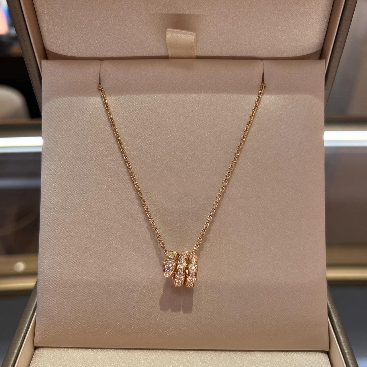 [Glitter Jewelry]SERPENTI PINK GOLD NECKLACE DOUBLE RING DIAMOND