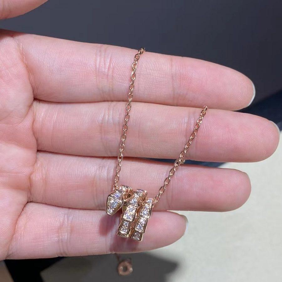 [Glitter Jewelry]SERPENTI PINK GOLD NECKLACE DOUBLE RING DIAMOND