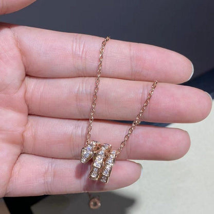 [Glitter Jewelry]SERPENTI PINK GOLD NECKLACE DOUBLE RING DIAMOND