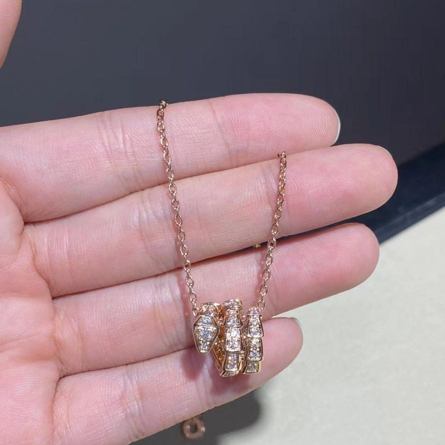 [Glitter Jewelry]SERPENTI PINK GOLD NECKLACE DOUBLE RING DIAMOND