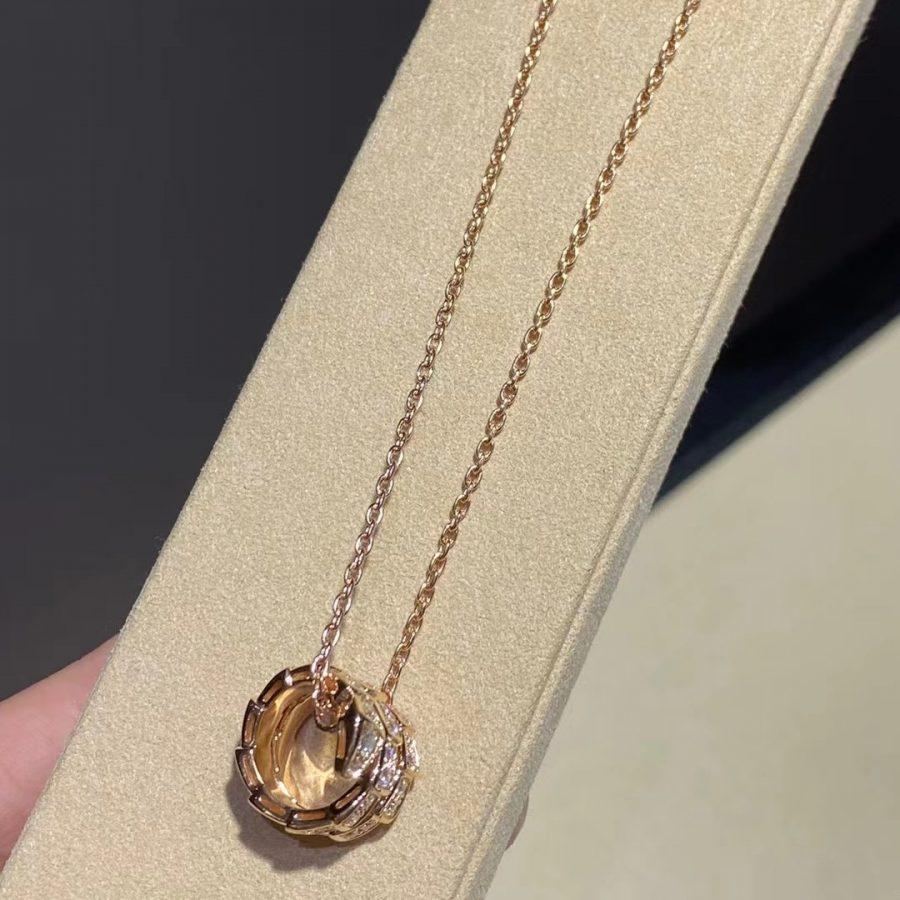 [Glitter Jewelry]SERPENTI PINK GOLD NECKLACE DOUBLE RING DIAMOND