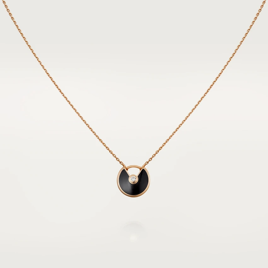 [Glitter Jewelry]AMULETTE ROSE GOLD ONYX NECKLACE
