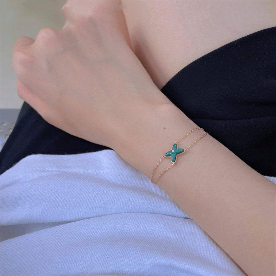 [Glitter Jewelry]JEUX BRACELET MALACHITE PINK GOLD 1 DIAMOND