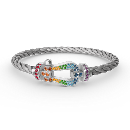 [Glitter Jewelry]FORC LARGE HORSESHOE  COLORED DIAMOND BRACELET SILVER