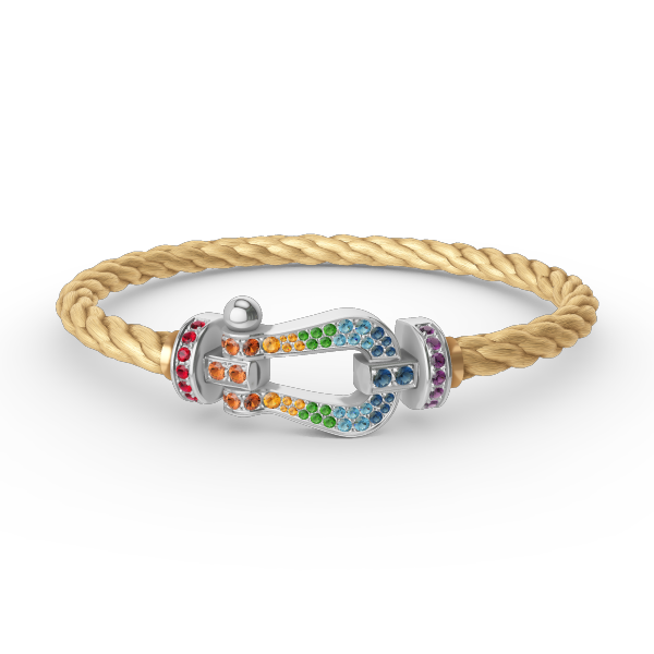 [Glitter Jewelry]FORC LARGE HORSESHOE  COLORED DIAMOND BRACELET SILVER