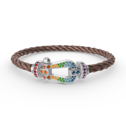 [Glitter Jewelry]FORC LARGE HORSESHOE  COLORED DIAMOND BRACELET SILVER