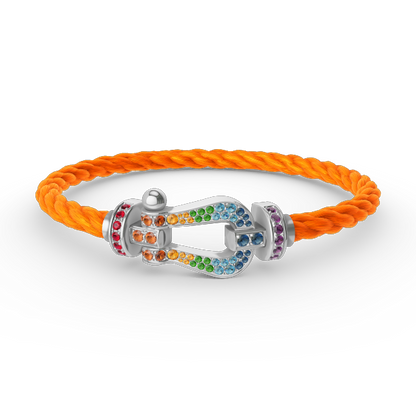 [Glitter Jewelry]FORC LARGE HORSESHOE  COLORED DIAMOND BRACELET SILVER