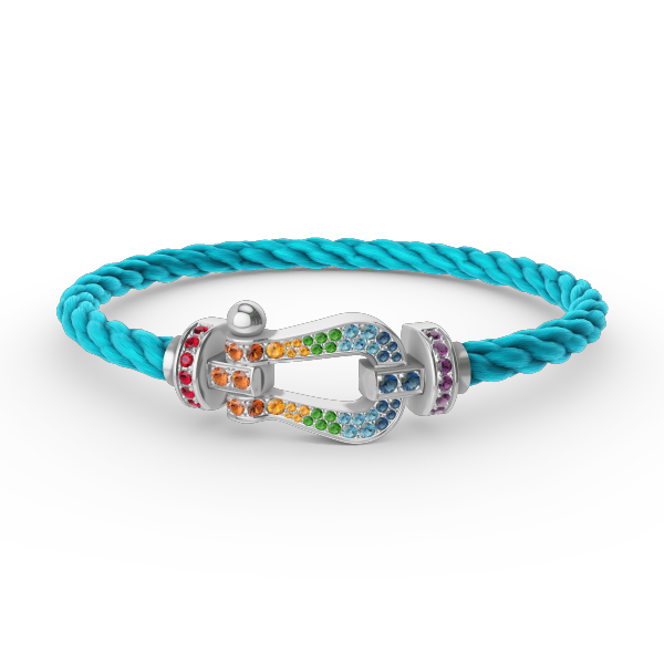 [Glitter Jewelry]FORC LARGE HORSESHOE  COLORED DIAMOND BRACELET SILVER
