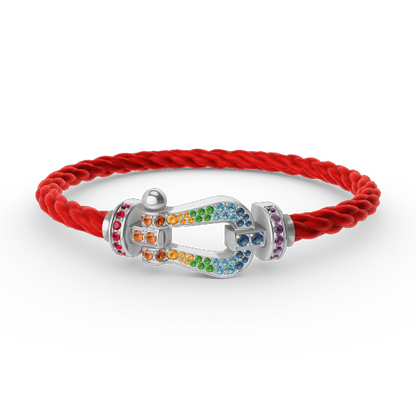 [Glitter Jewelry]FORC LARGE HORSESHOE  COLORED DIAMOND BRACELET SILVER