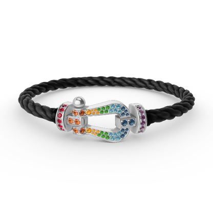 [Glitter Jewelry]FORC LARGE HORSESHOE  COLORED DIAMOND BRACELET SILVER
