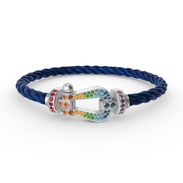[Glitter Jewelry]FORC LARGE HORSESHOE  COLORED DIAMOND BRACELET SILVER
