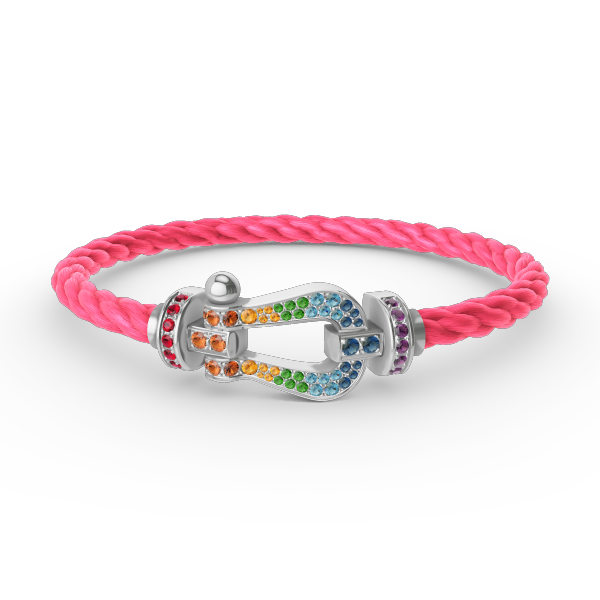 [Glitter Jewelry]FORC LARGE HORSESHOE  COLORED DIAMOND BRACELET SILVER