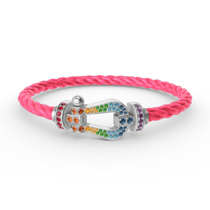 [Glitter Jewelry]FORC LARGE HORSESHOE  COLORED DIAMOND BRACELET SILVER