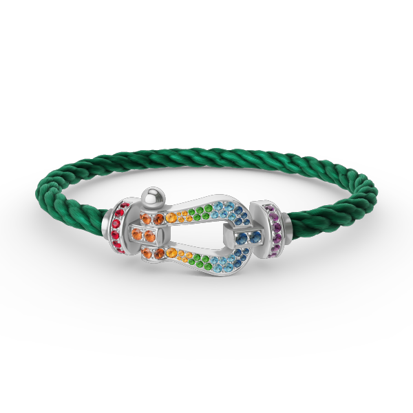[Glitter Jewelry]FORC LARGE HORSESHOE  COLORED DIAMOND BRACELET SILVER