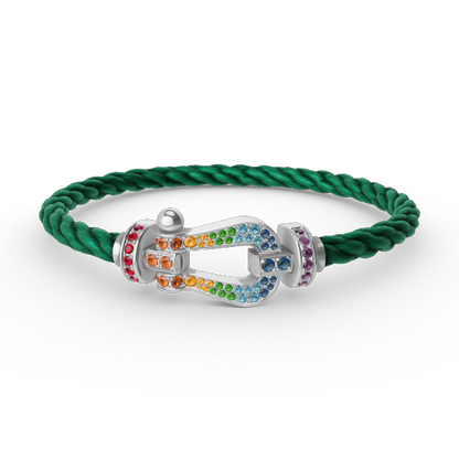 [Glitter Jewelry]FORC LARGE HORSESHOE  COLORED DIAMOND BRACELET SILVER