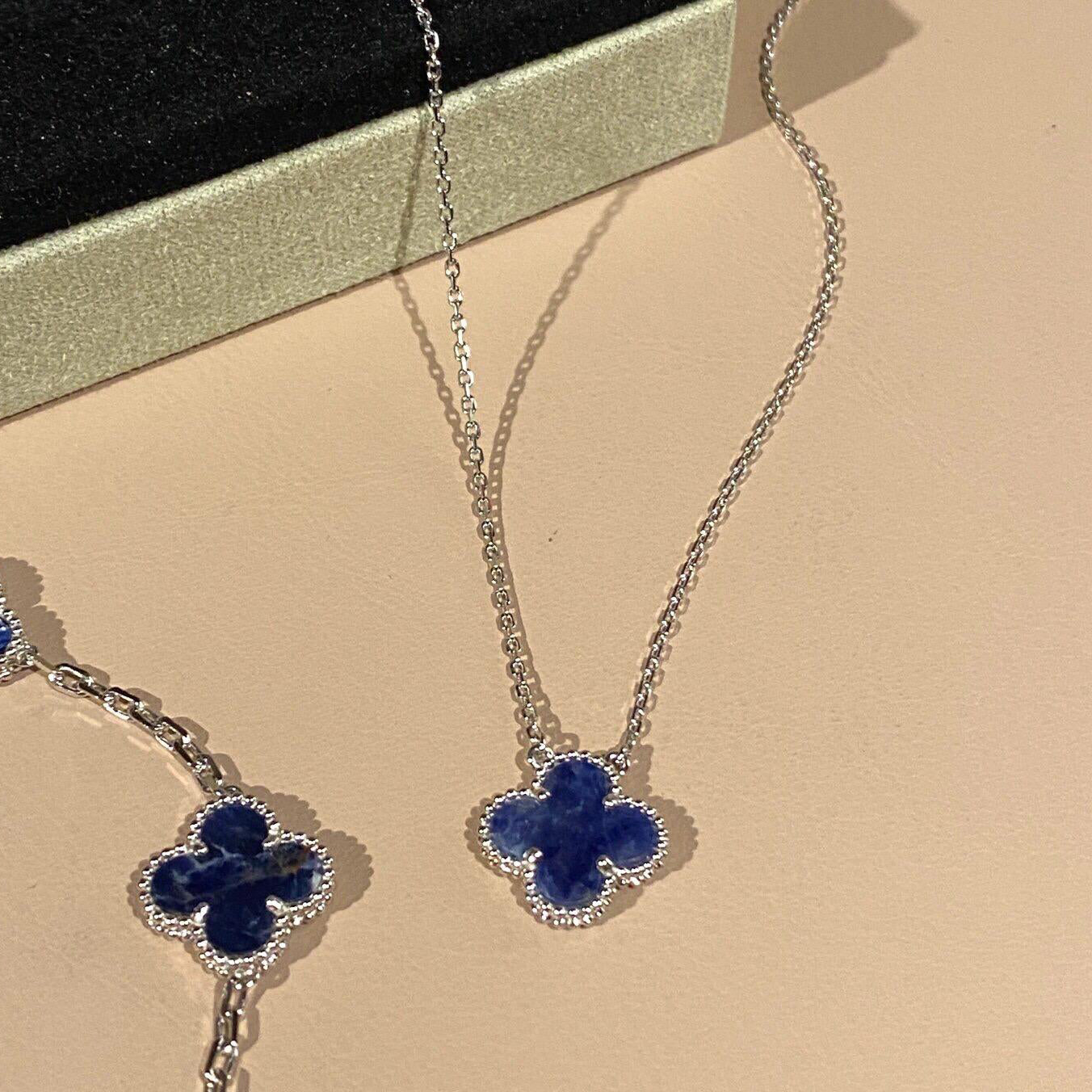 [Glitter Jewelry]CLOVER 15MM PIETERSITE NECKLACE SILVER