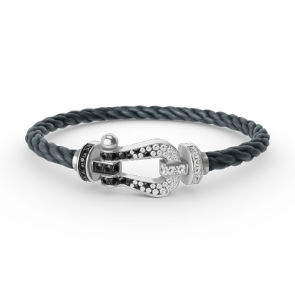 [Glitter Jewelry]FORCE LARGE HORSESHOE BLACK WHITE DIAMOND BRACELET SILVER