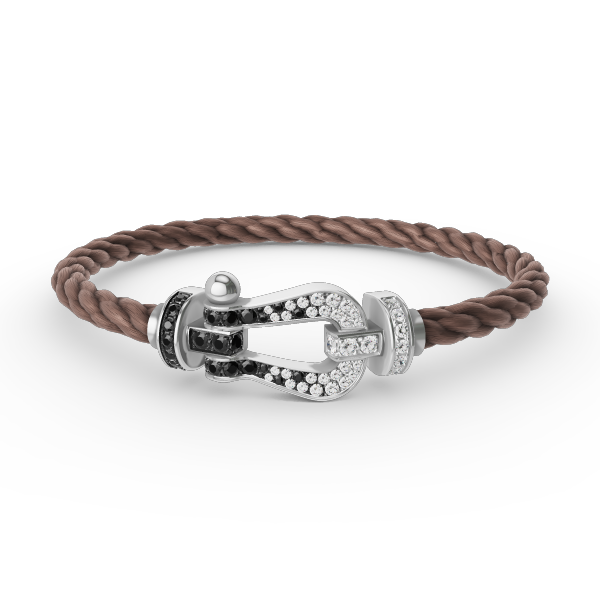 [Glitter Jewelry]FORCE LARGE HORSESHOE BLACK WHITE DIAMOND BRACELET SILVER